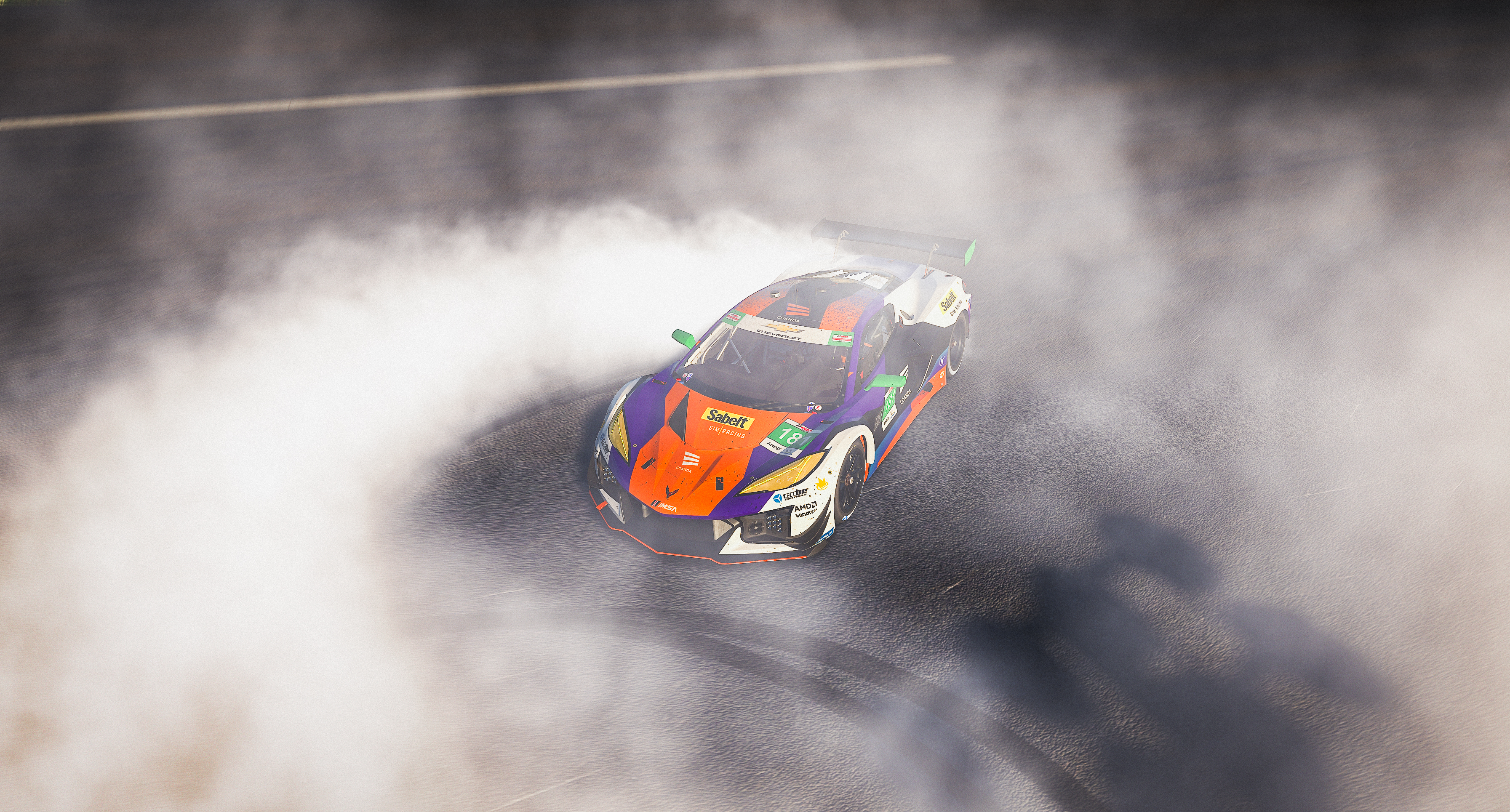 Aerial view of Coanda victory burnout