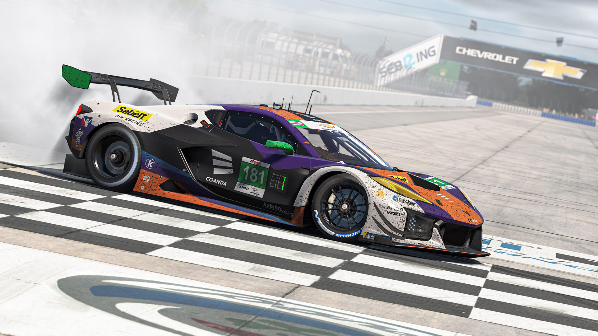 Coanda Esports celebration burnout at Sebring